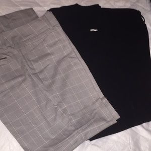 NYCO EUC 2pair pants 4 petite black & gray stripe